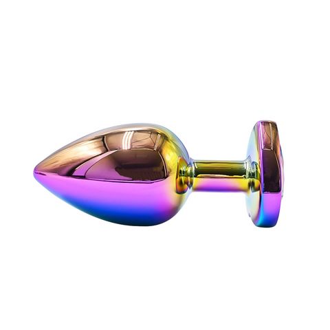 Loveangels Iridescent Metal Butt Plug With Heart Gem Base
