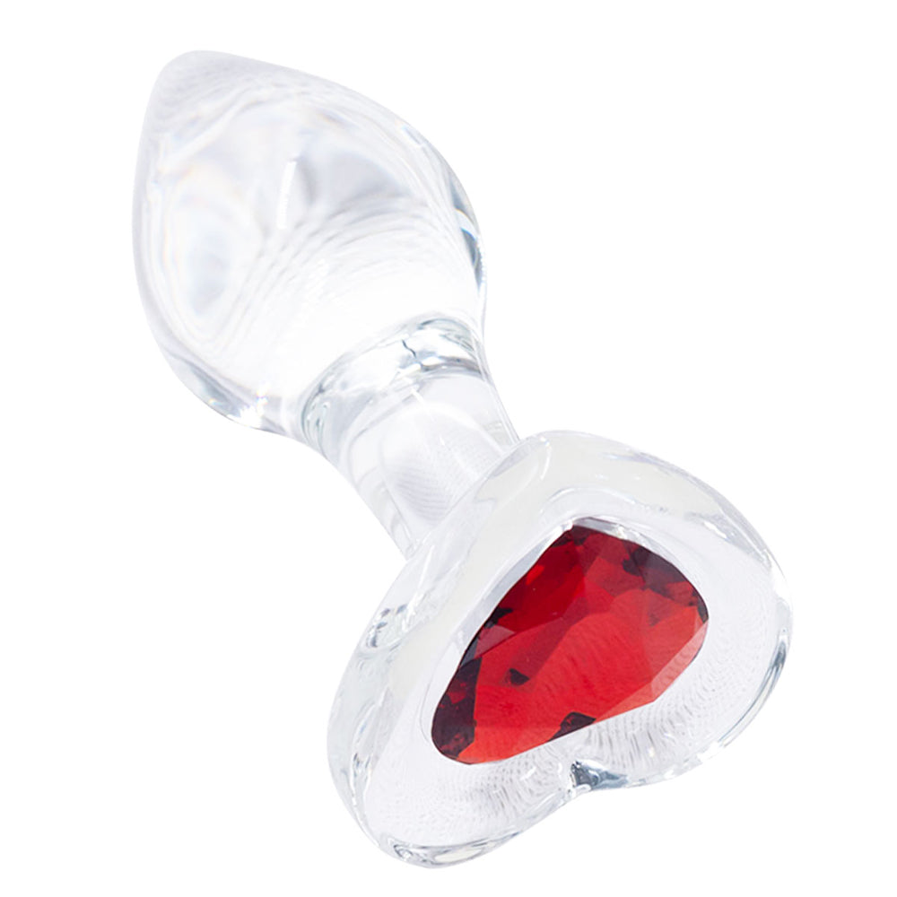 Loveangels Clear Glass Anal Plug Set With Heart Gems