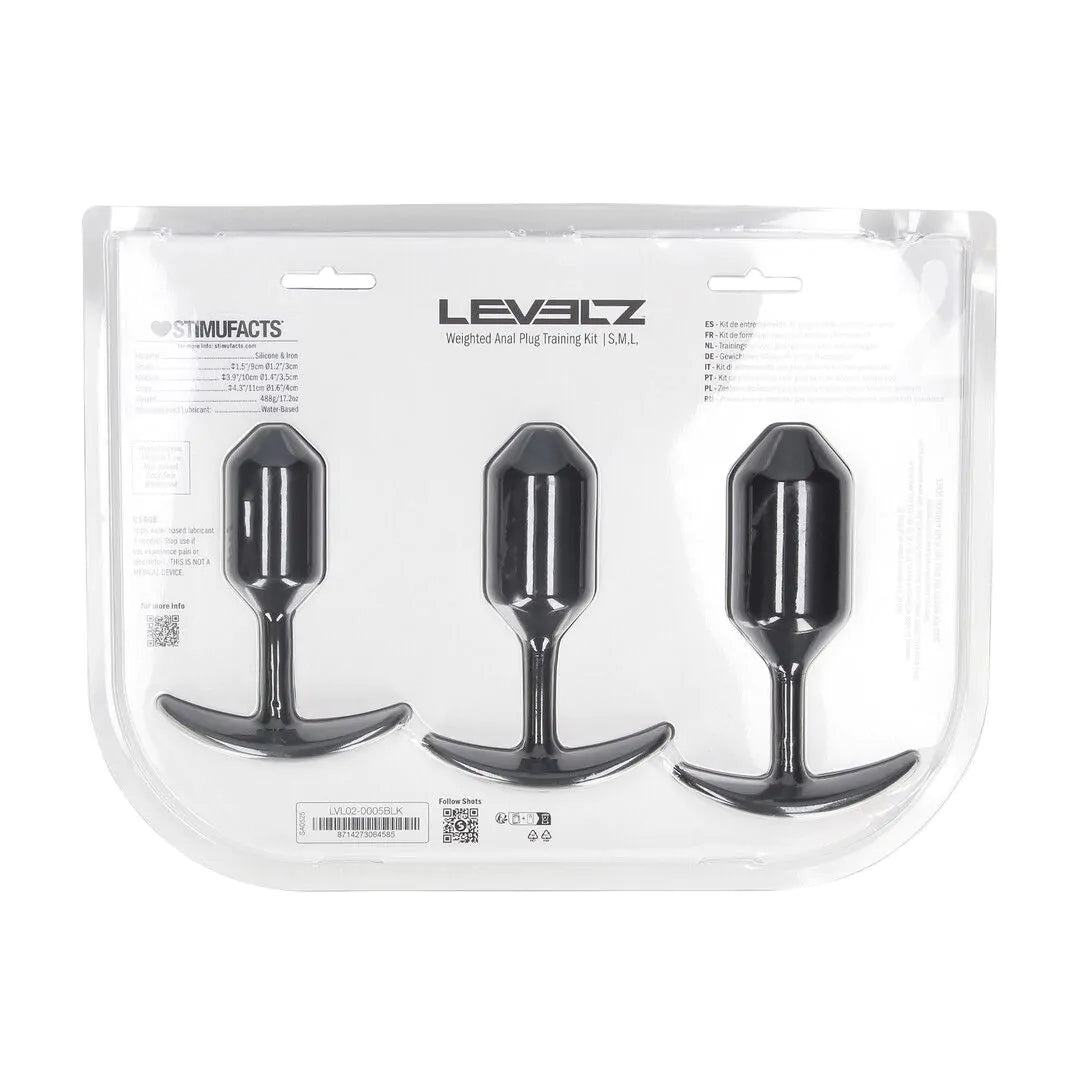 Levelz Silicone Weighted Anal Plug Training Set of 3 - Black