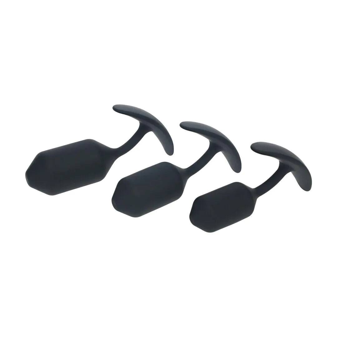 Levelz Silicone Weighted Anal Plug Training Set of 3 - Black
