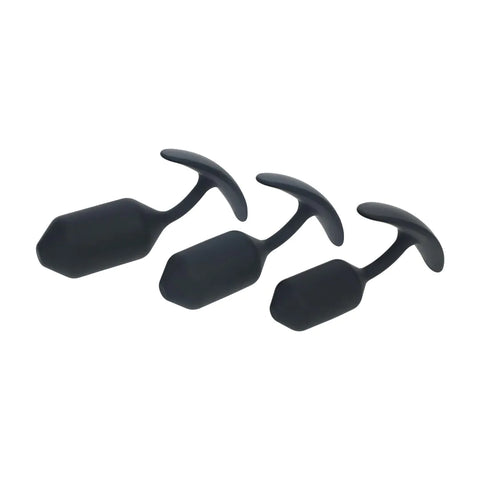 Levelz Silicone Weighted Anal Plug Training Set of 3 - Black