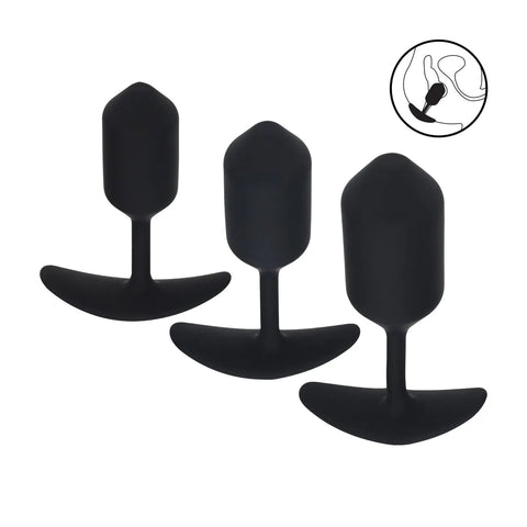 Levelz Silicone Weighted Anal Plug Training Set of 3 - Black
