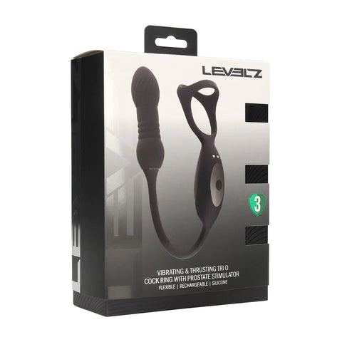 Levelz Vibrating and Thrusting Silicone Tri O Cockring with Prostate Stimulator