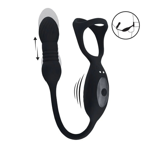 Levelz Vibrating and Thrusting Silicone Tri O Cockring with Prostate Stimulator