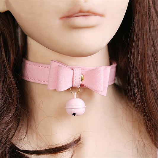 Late To Bed Kitty Collar With Bell on doll