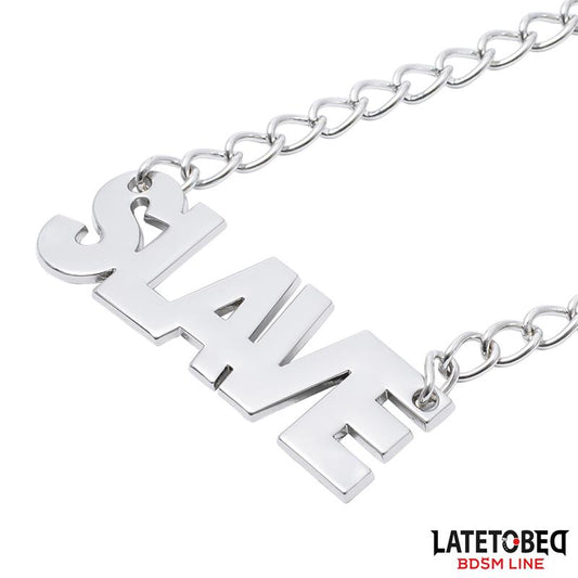 Late To Bed Nipple Clamps With Slave Pendant closeup