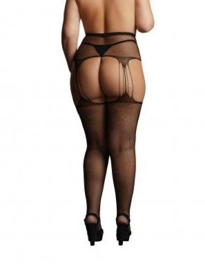 Le Désir - Suspender Rhinestone Pantyhose black back