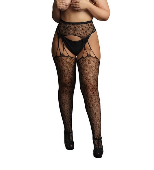 Le Désir Suspender Leopard Pantyhose front