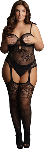 Le Désir Suspender Rhinestone Bodystocking front