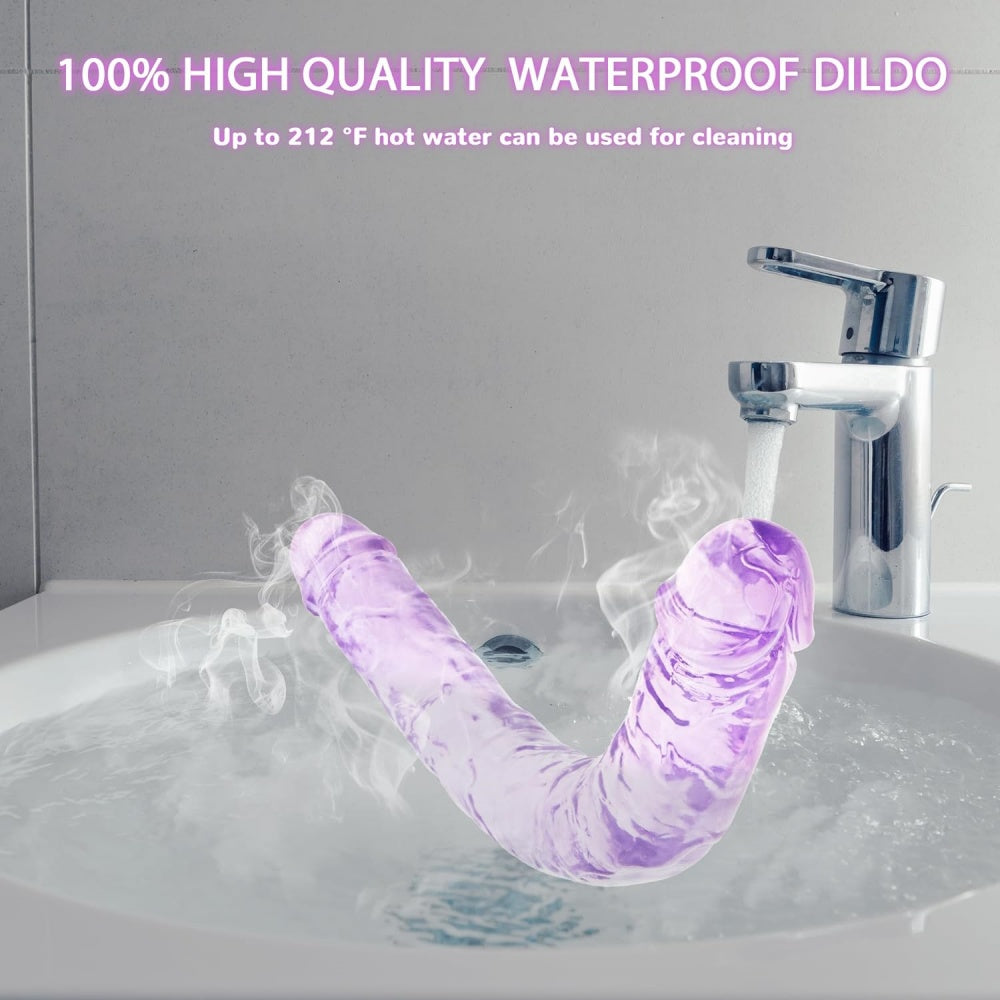 Loveangels 13.2" Purple Clear Double Ended Dildo Cleaning