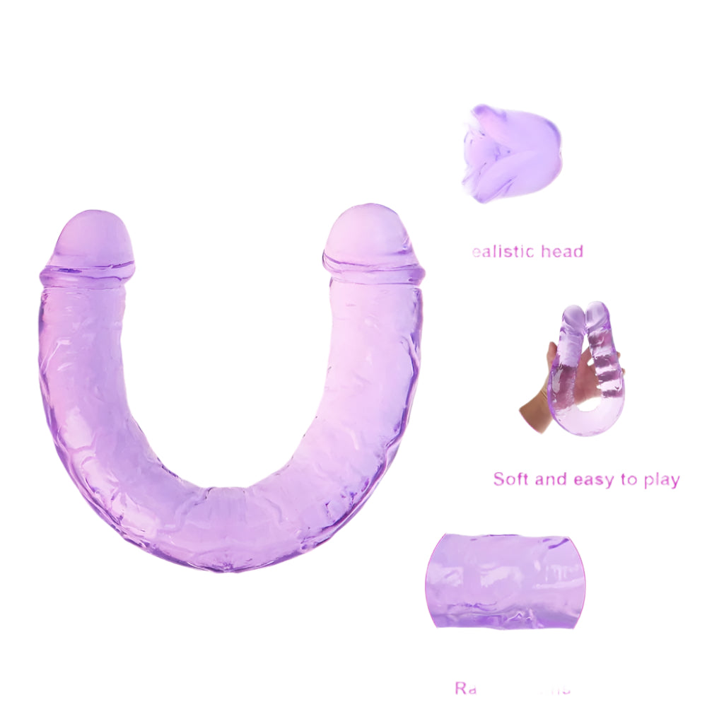 Loveangels 13.2" Purple Clear Double Ended Dildo Flexible