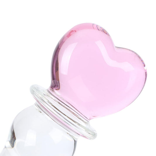 Loveangels 20cm Tempered Glass Pink Heart Dildo Heart
