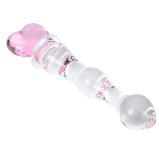 Loveangels 20cm Tempered Glass Pink Heart Dildo 