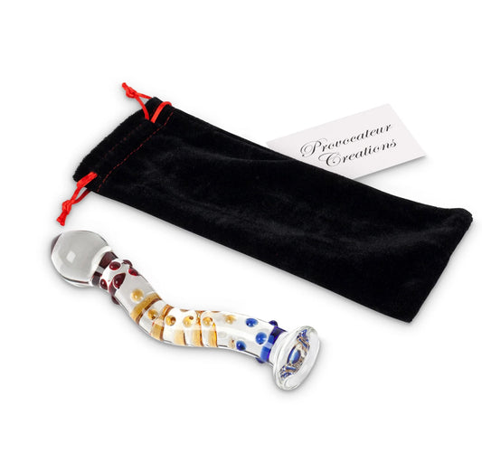 Loveangels 6.8 Inch Tempered Glass Curvy Nubby Dildo with bag