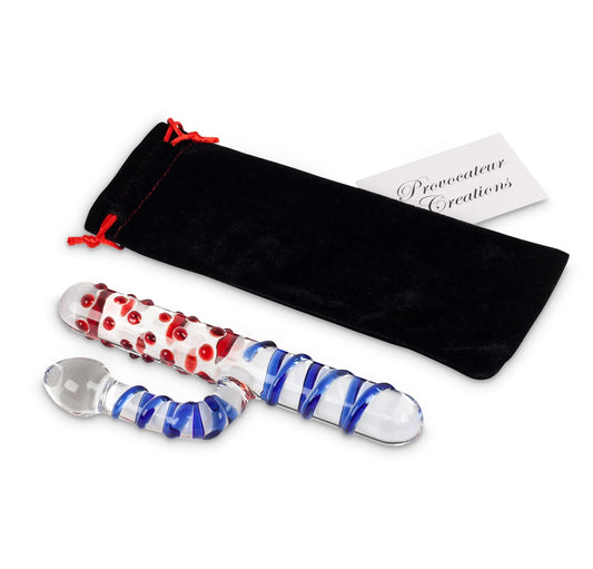 Loveangels 7.4 Inch Tempered Glass Rabbit Double Dildo with bag