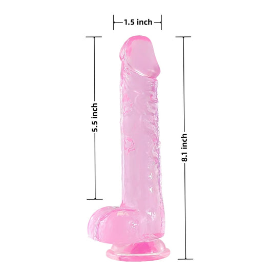 Loveangels 8.08 Inches Pink TPE Dildo with Suction Cup Dimensions