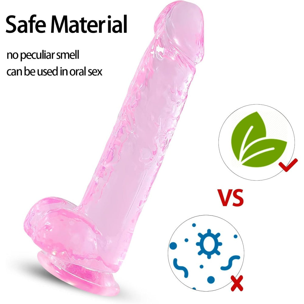 Loveangels 8.08 Inches Pink TPE Dildo with Suction Cup Body Safe