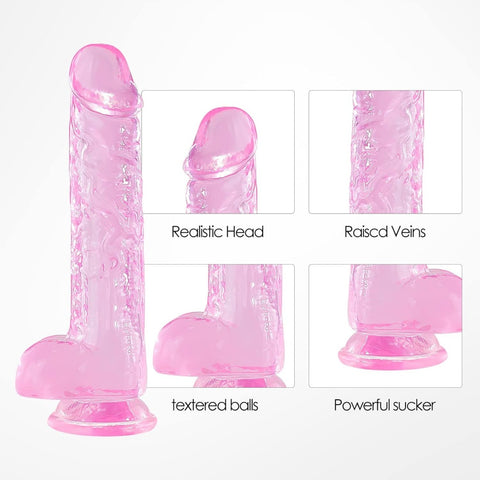 Loveangels 8.08 Inches Pink TPE Dildo with Suction Cup Texture