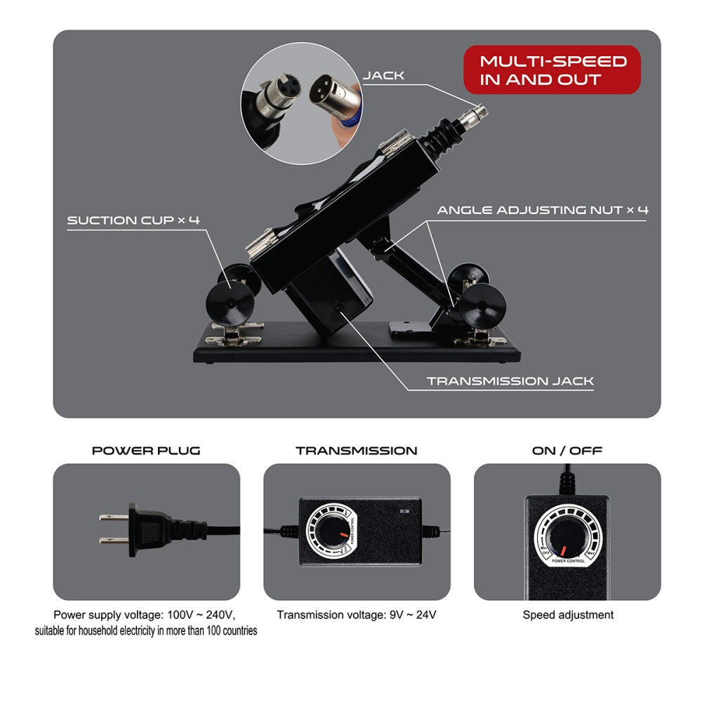 Loveangels Adjustable Thrusting Sex Machine with 6 Attachments Details