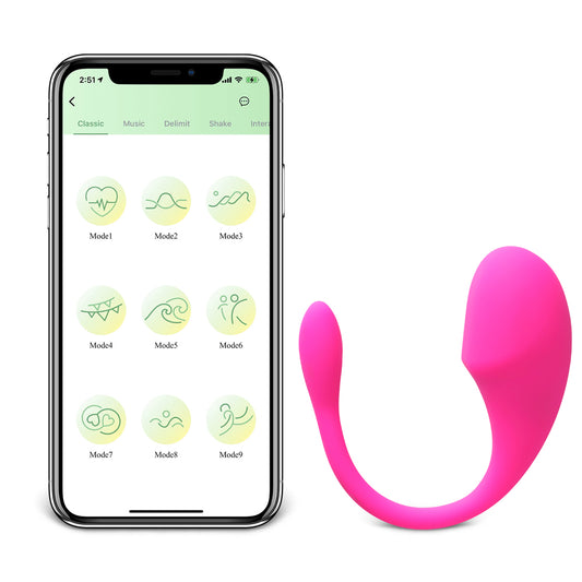 Loveangels App Control Silicone Egg - Magenta with phone