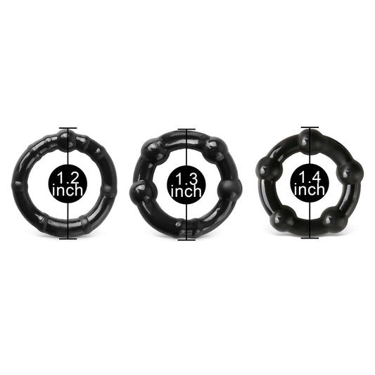 Loveangels Beaded Cock Rings 3 Pack Sizing