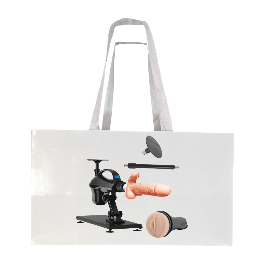 Loveangels Black Sex Machine with Vibrating, Thrusting, Rotating & Heating Bag