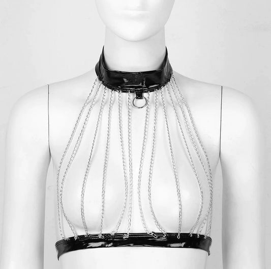 Loveangels Chain Cage Bra With Leash Loop on mannequin