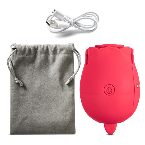Loveangels Dual Ended Vibrating Air Pulse And Licker Rose with bag and charger