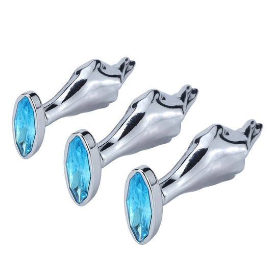 Loveangels Handy Stainless Steel Butt Plug With Blue Gem set