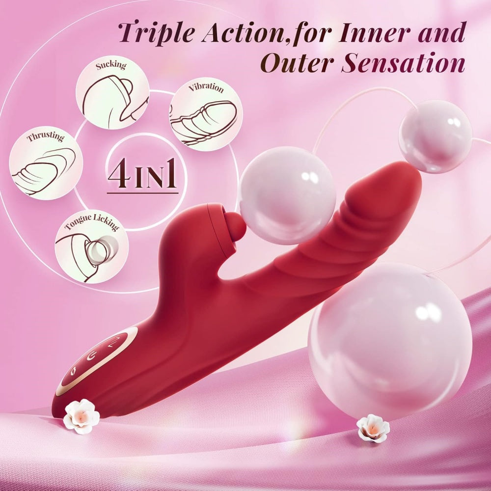 Loveangels Heating, Thrusting Vibrator With Tapping Ball features