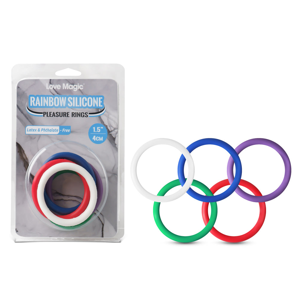 Loveangels Love Magic Rainbow Silicone Rings 5pk with packaging