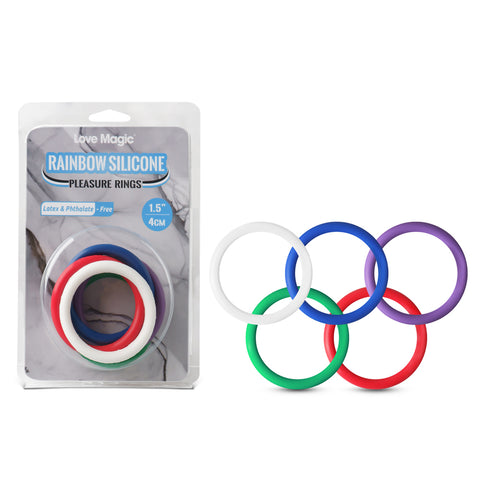 Loveangels Love Magic Rainbow Silicone Rings 5pk with packaging