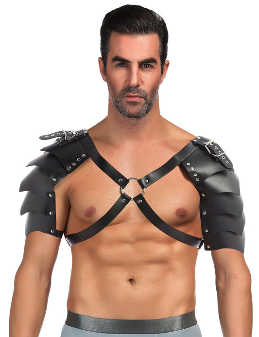 Loveangels Men's Leather Look Adjustable Chest Harness front