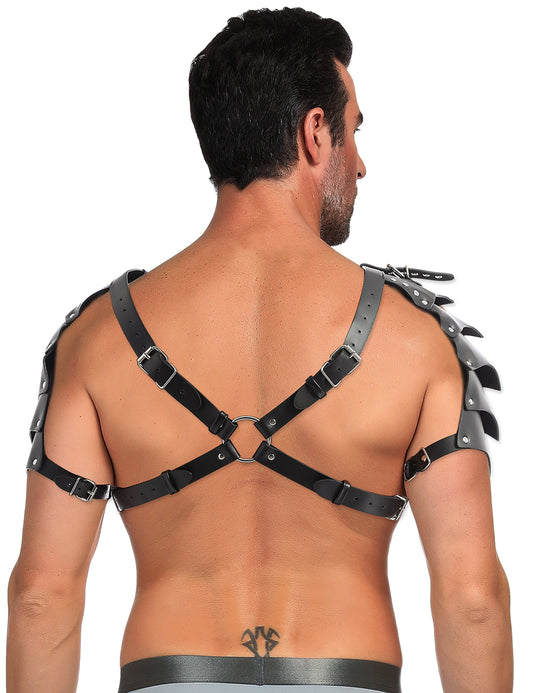 Loveangels Men's Leather Look Adjustable Chest Harness back