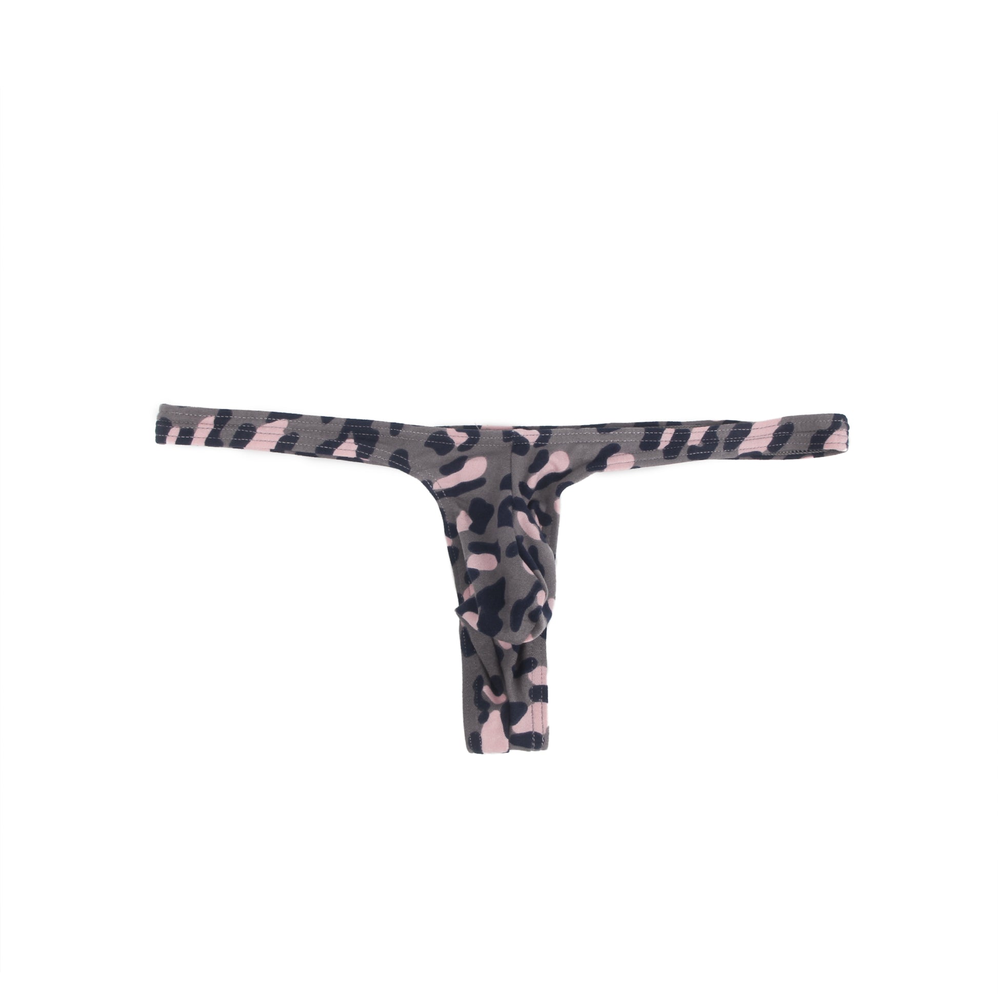 Loveangels Men's black and pink Leopard Thong front