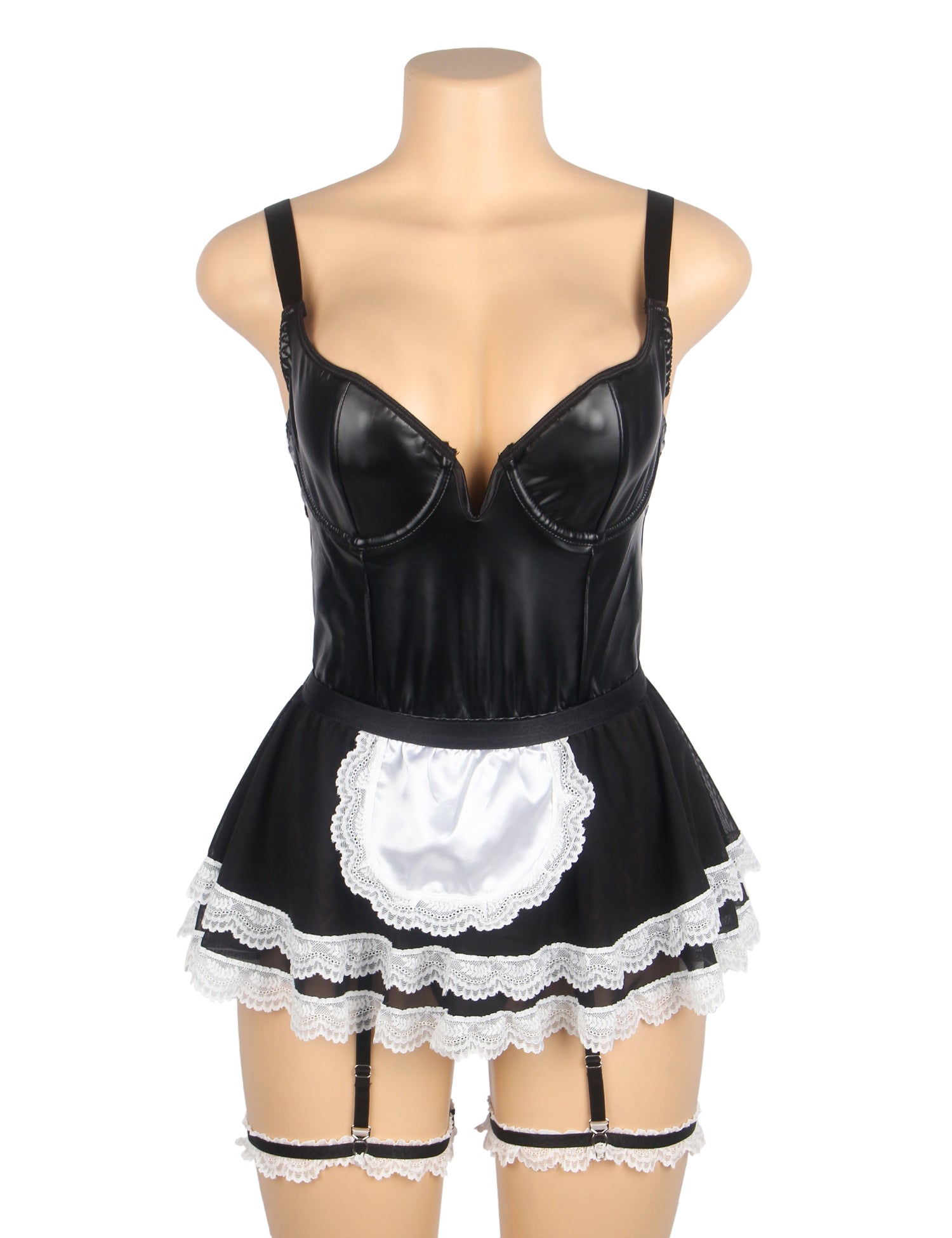 Loveangels PU Maid Costume front on mannequin