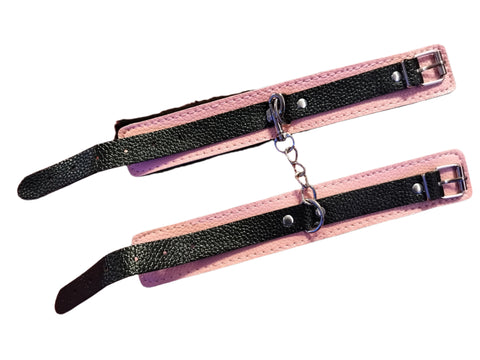 Loveangels Pink And Black Cuffs With Fur Lining
