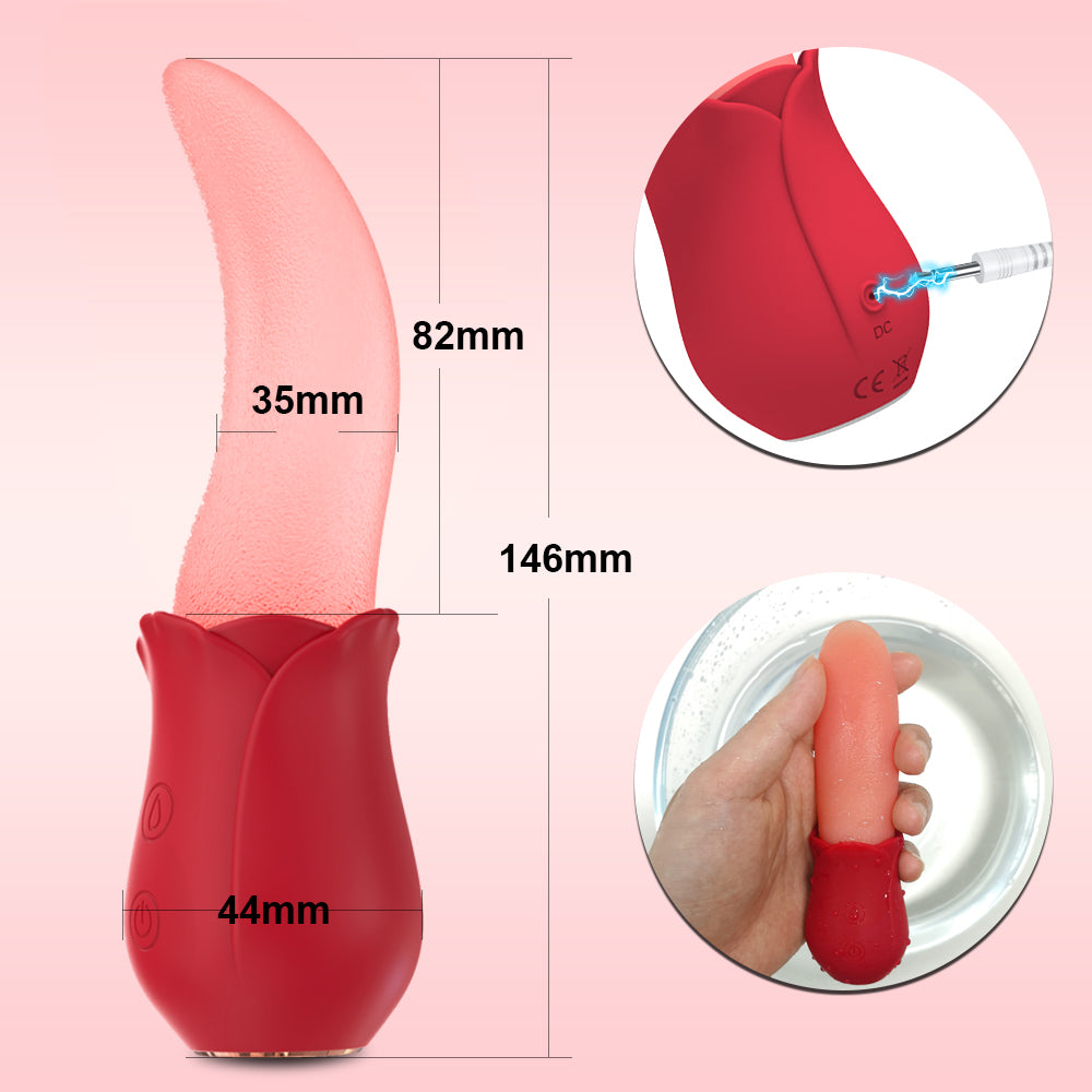 Loveangels Rechargeable Silicone Vibrating Tongue size