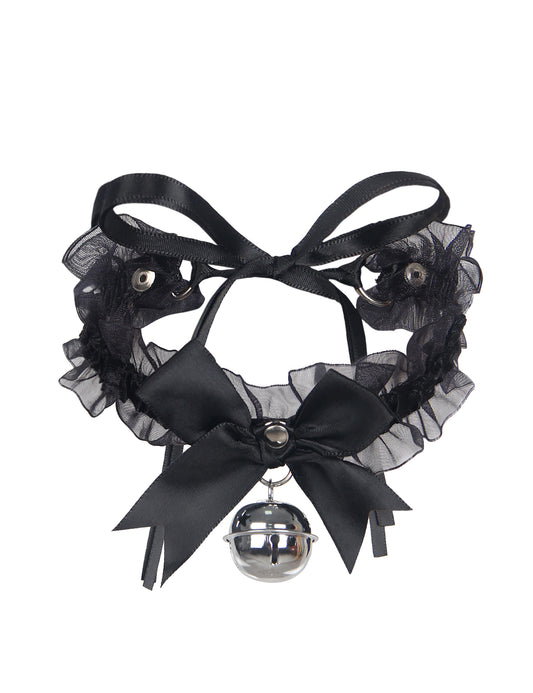 Loveangels Sexy Bow Lace Bell Neck Ring black