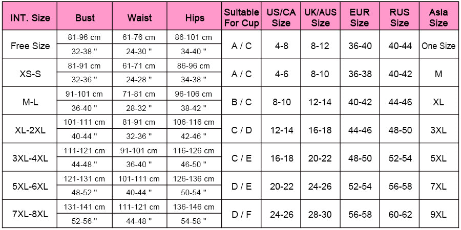 Loveangels size chart