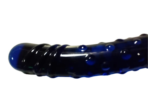 Loveangels Tempered Glass 18.5cm Blue Nubby Dildotip