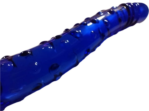 Loveangels Tempered Glass 18.5cm Blue Nubby Dildo