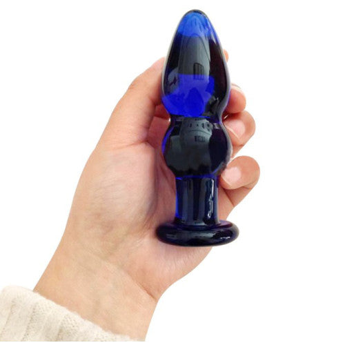 Loveangels Tempered Glass 4.5Inch Anal Plug With Base in hand