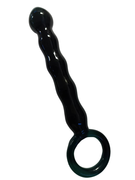 Loveangels Tempered Glass Green Smoke Anal Bead With Handle