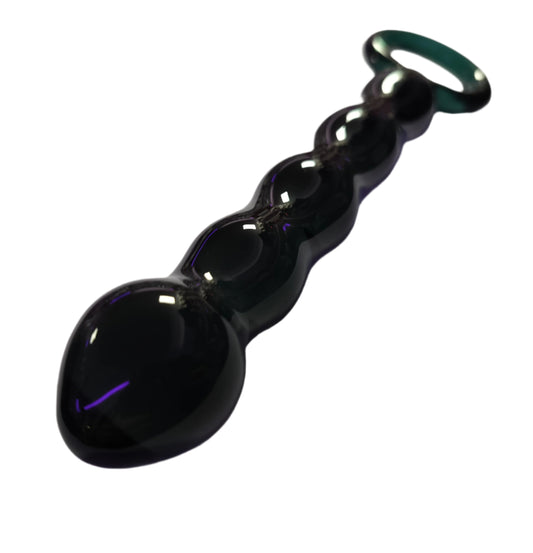 Loveangels Tempered Glass Green Smoke Anal Bead With Handle tip