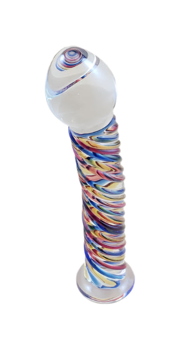 Loveangels Tempered Glass Multi Coloured Spiral 7.5 Inch Dildo