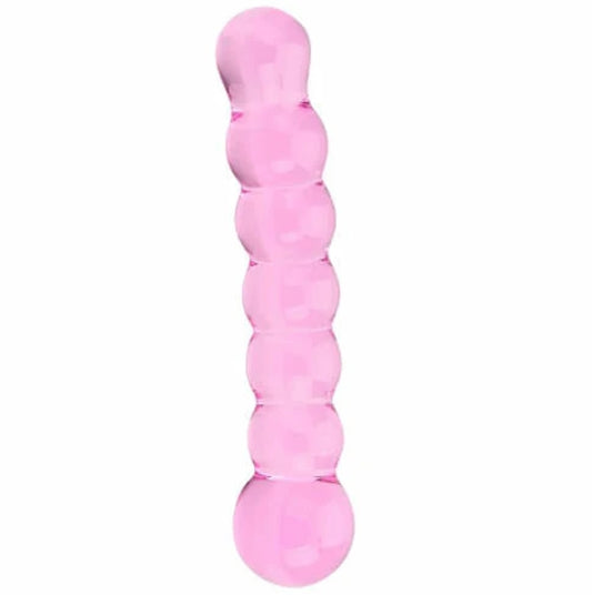 Loveangels Tempered Glass Pink Bead 15cm Dildo