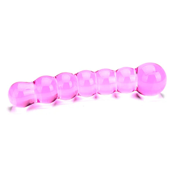 Loveangels Tempered Glass Pink Bead 15cm Dildo