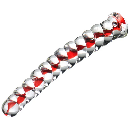 Loveangels Tempered Glass Red Spiral 7Inch Dildo