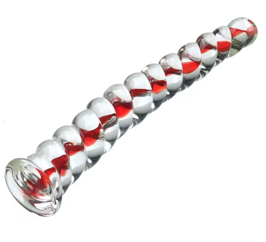 Loveangels Tempered Glass Red Spiral 7Inch Dildo
